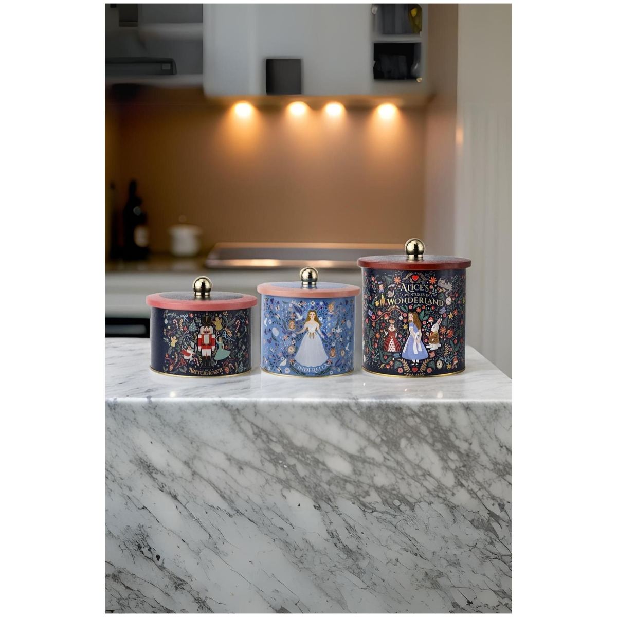 Round Metal Tin Canister Set Ø140 mm ( 3Pcs) Vintage Café-Inspired Linen Texture Design
Tales Design