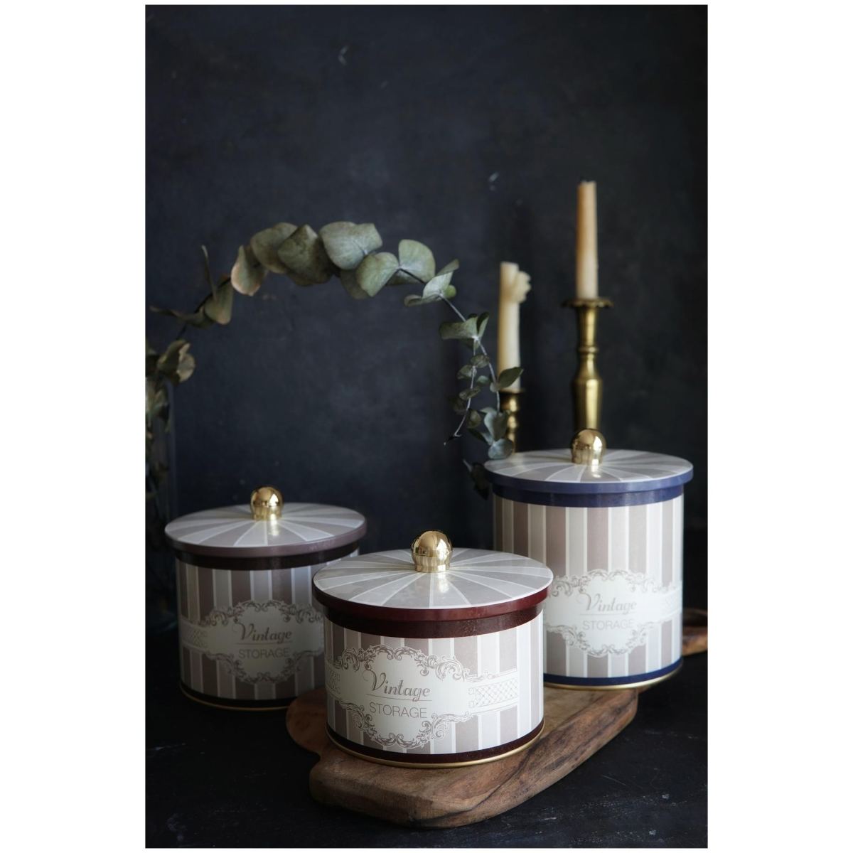Round Metal Tin Canister Set Ø140 mm ( 3Pcs) Elegance Elegance Design