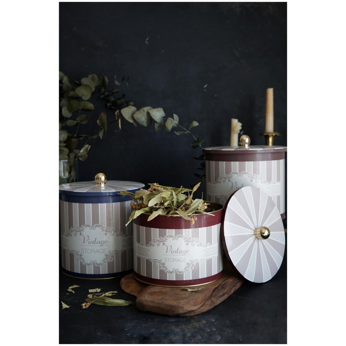 Round Metal Tin Canister Set Ø175 mm ( 3Pcs) Elegance Elegance Design