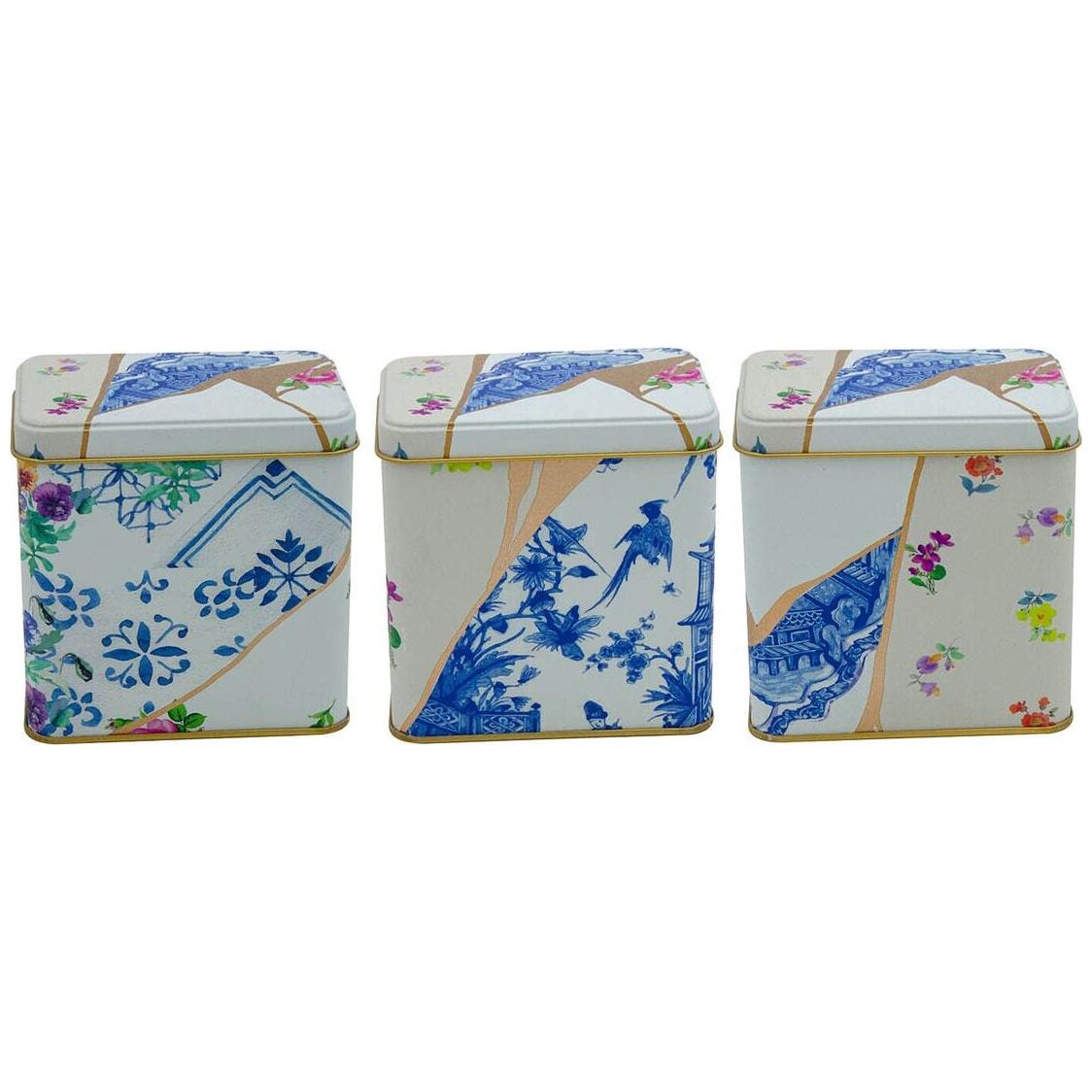 Rectangular Metal Storage Set – 80x 120 mm ( Set of 3 ) Kintsugi Gold vein Flower  Kint Sugi Design