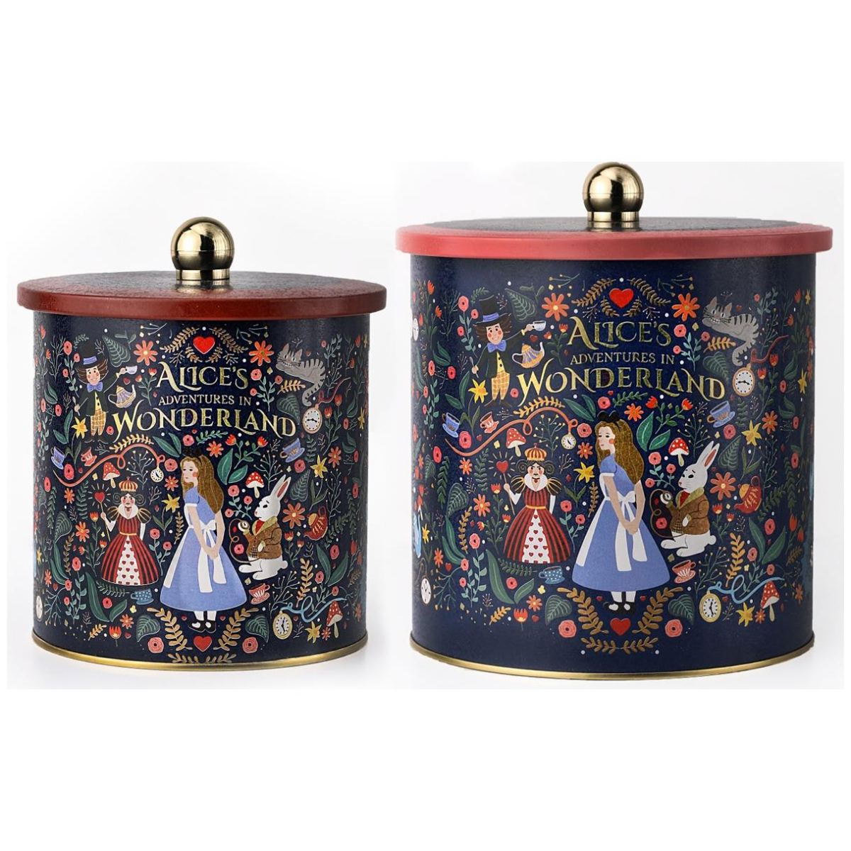 Round Metal Tin Box Set Ø175x180 - Ø140x150 Knob Handle (2 Pcs) Vintage Café-Inspired Linen Texture Design
Tales Design