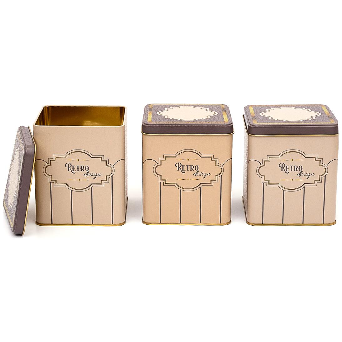 Square Metal Storage Box Set 120x120 (3 Pcs ) Retro Retro Design