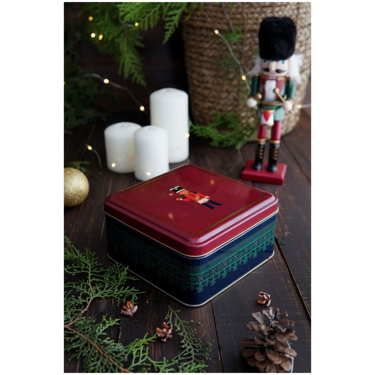 Metal Storage Tin Set – Square &amp; Round  Young Solider Valentine And New Year Design