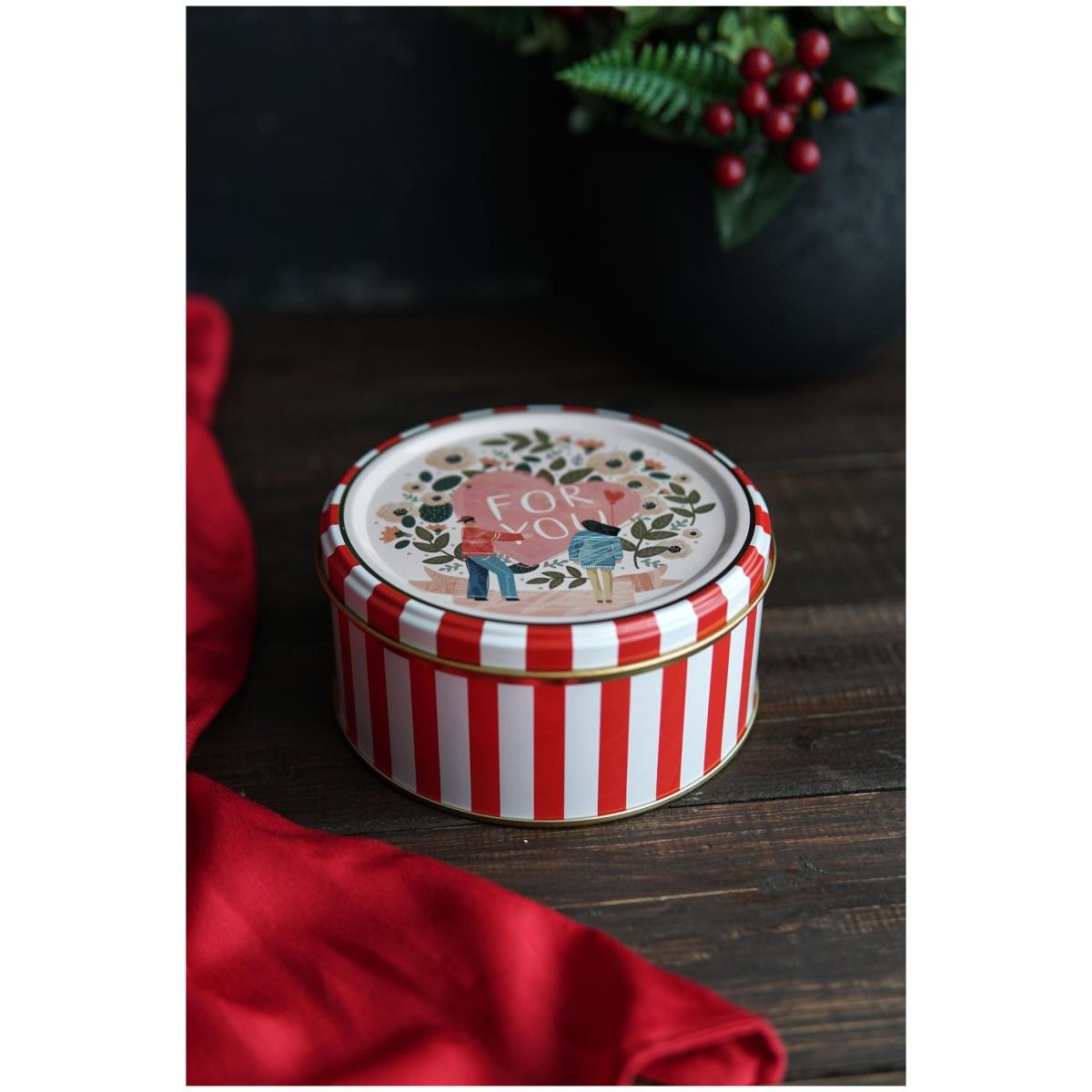Metal Storage Tin Set – Square &amp; Round  Love Letter Valentine And New Year Design