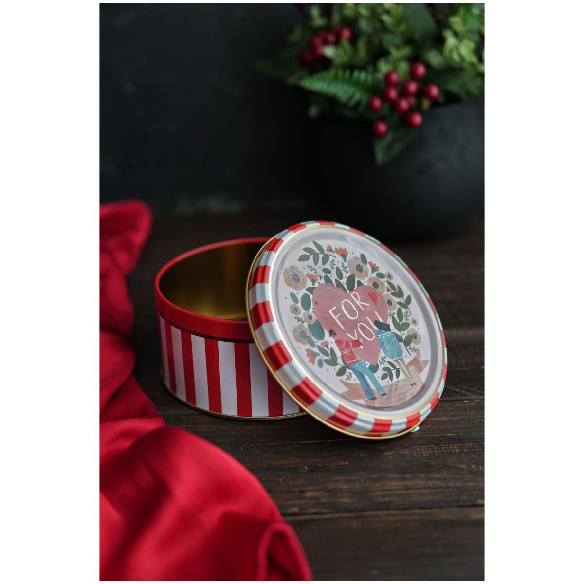 Metal Storage Tin Set – Square &amp; Round  Love Letter Valentine And New Year Design