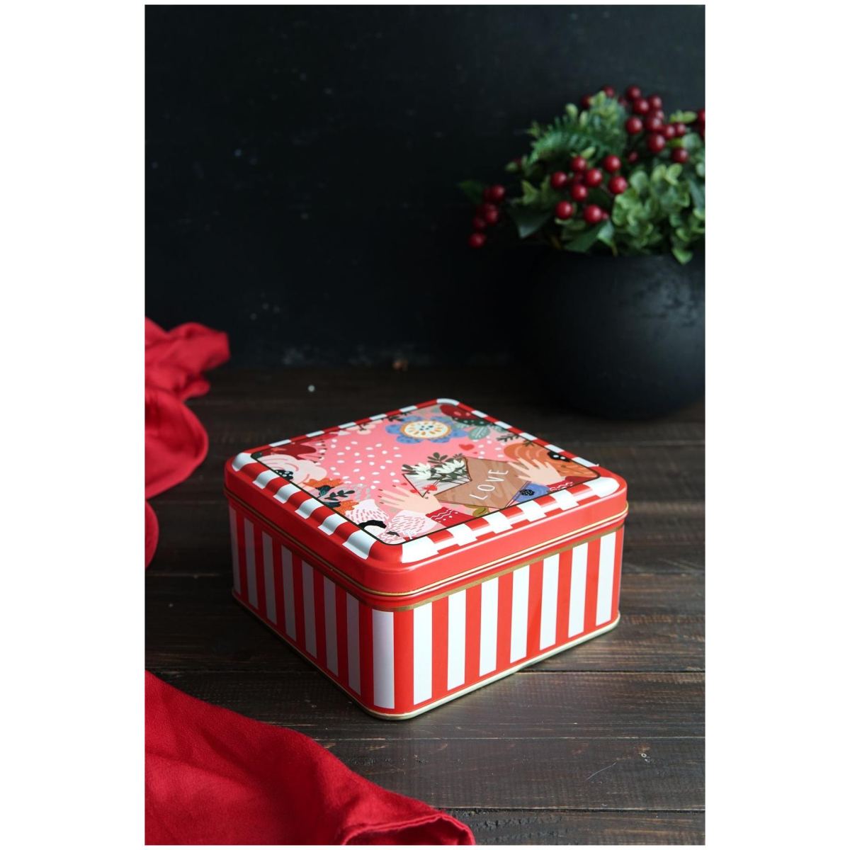 Metal Storage Tin Set – Square &amp; Round  Love Letter Valentine And New Year Design