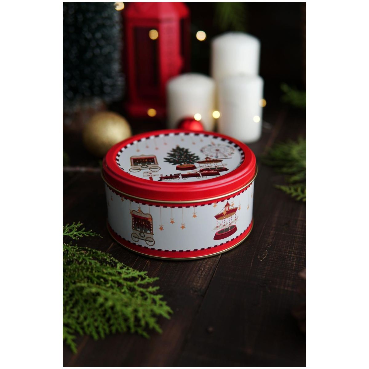 Metal Storage Tin Set – Square & Round New Year Tree Christmas Valentine And New Year Design