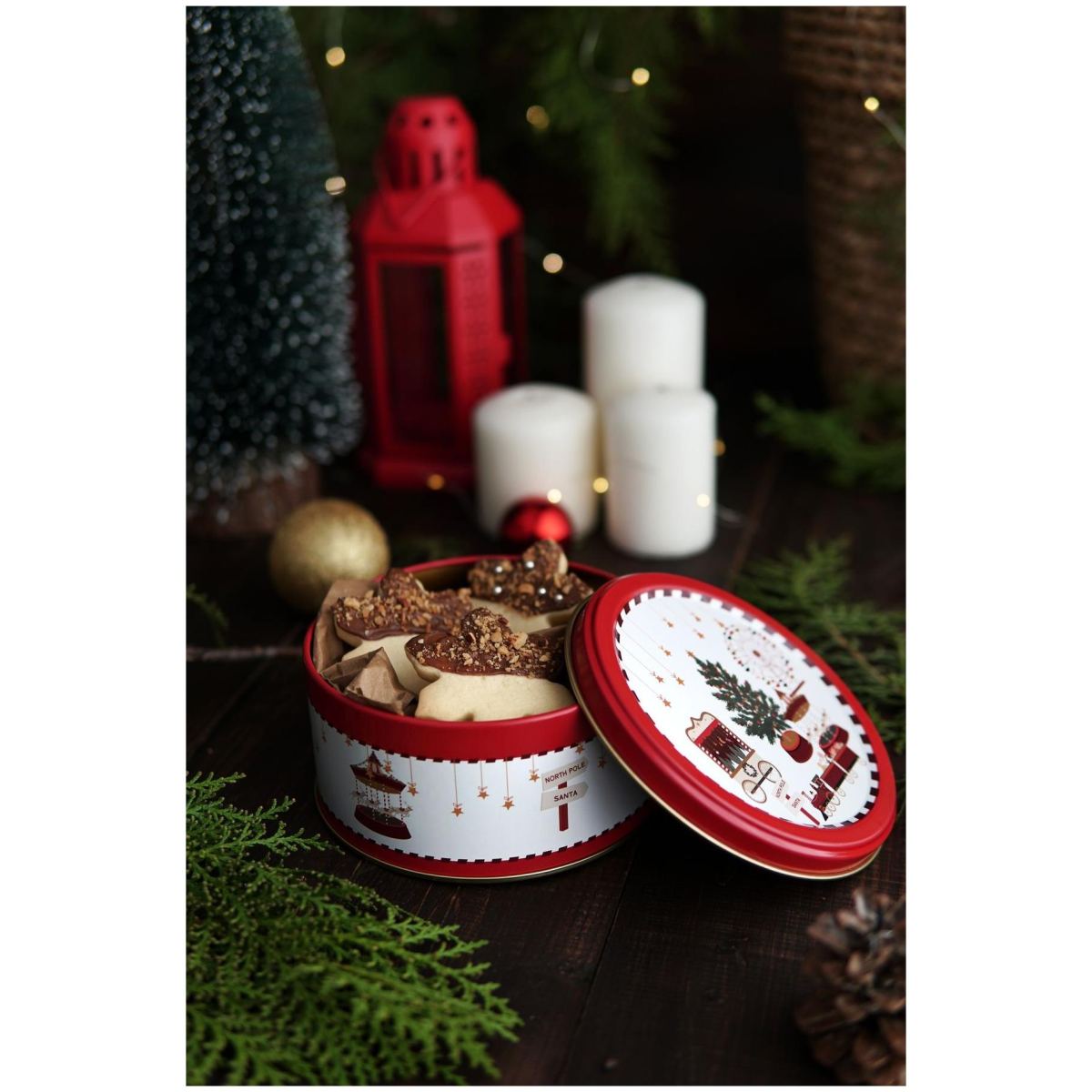 Metal Storage Tin Set – Square & Round New Year Tree Christmas Valentine And New Year Design