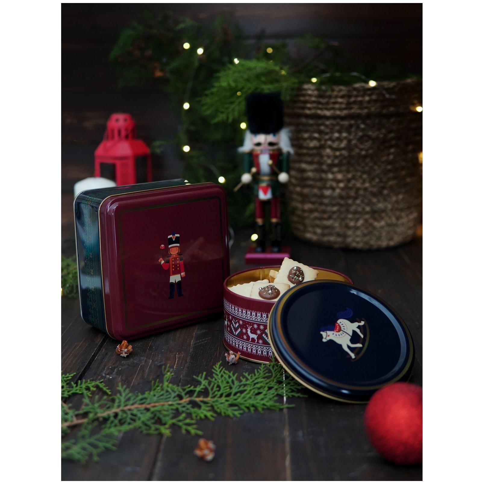 Metal Storage Tin Set – Square &amp; Round   Vintage Flora Elegant Blue &amp; Pink Striped Design 2025 Design