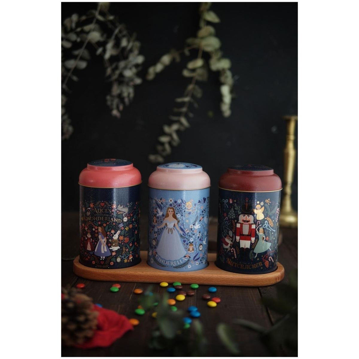 Round Metal Tin Box Set  Ø105 mm  ( 3 pcs) Vintage Café-Inspired Linen Texture Design
 Tales Design