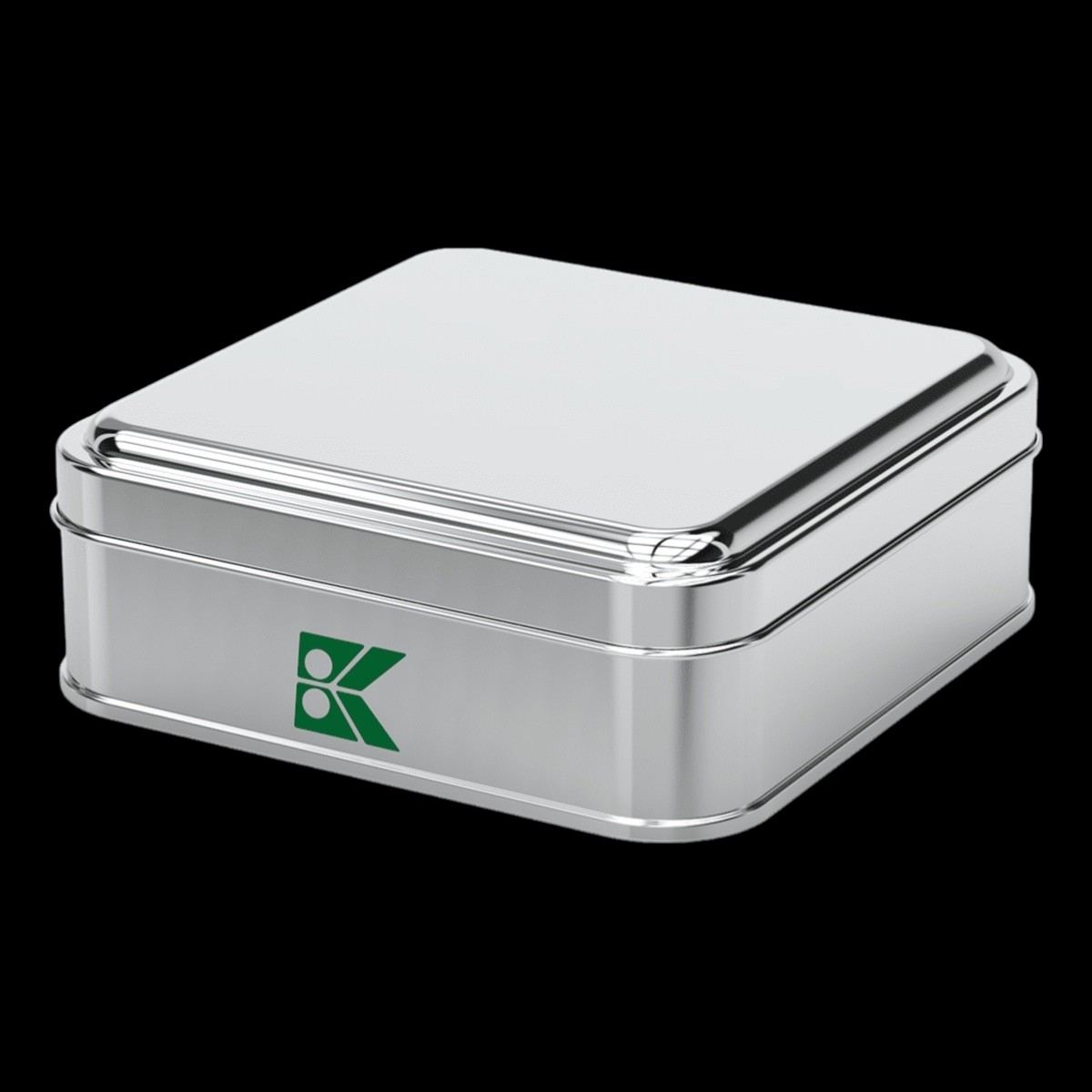Square Tin Can Halva Metal Container 120x120 x H36 mm 0.5 lt Slip Lid