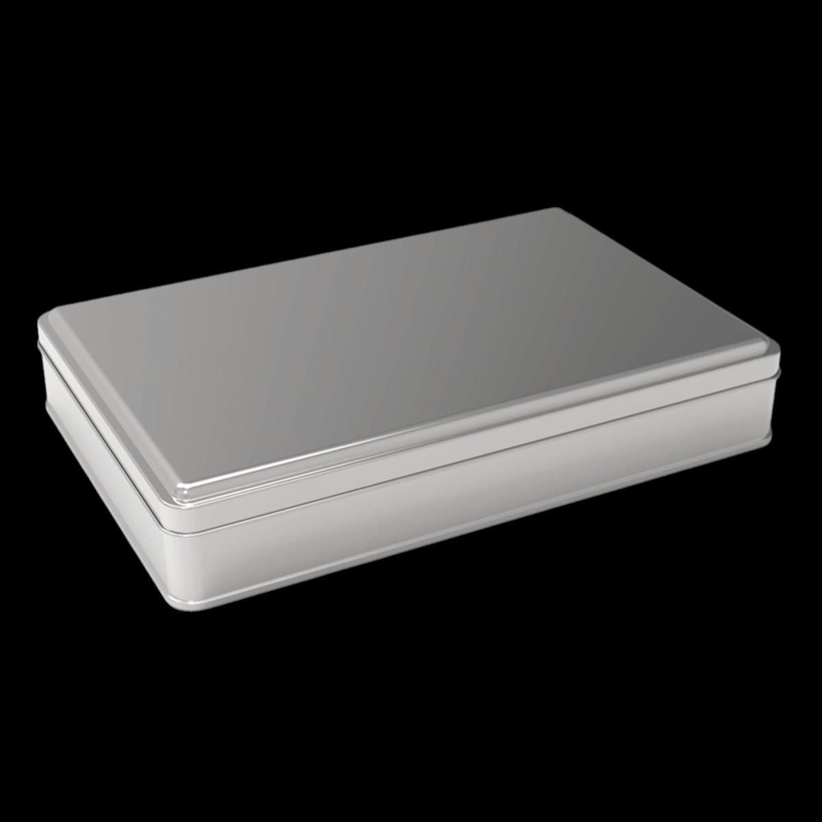 Rectangle Tin Can 1.5 lt Turkish Delight Chocolate Dragee Metal Container 256 x 168 mm x H35 mm 1.50 Lt Slip Lid