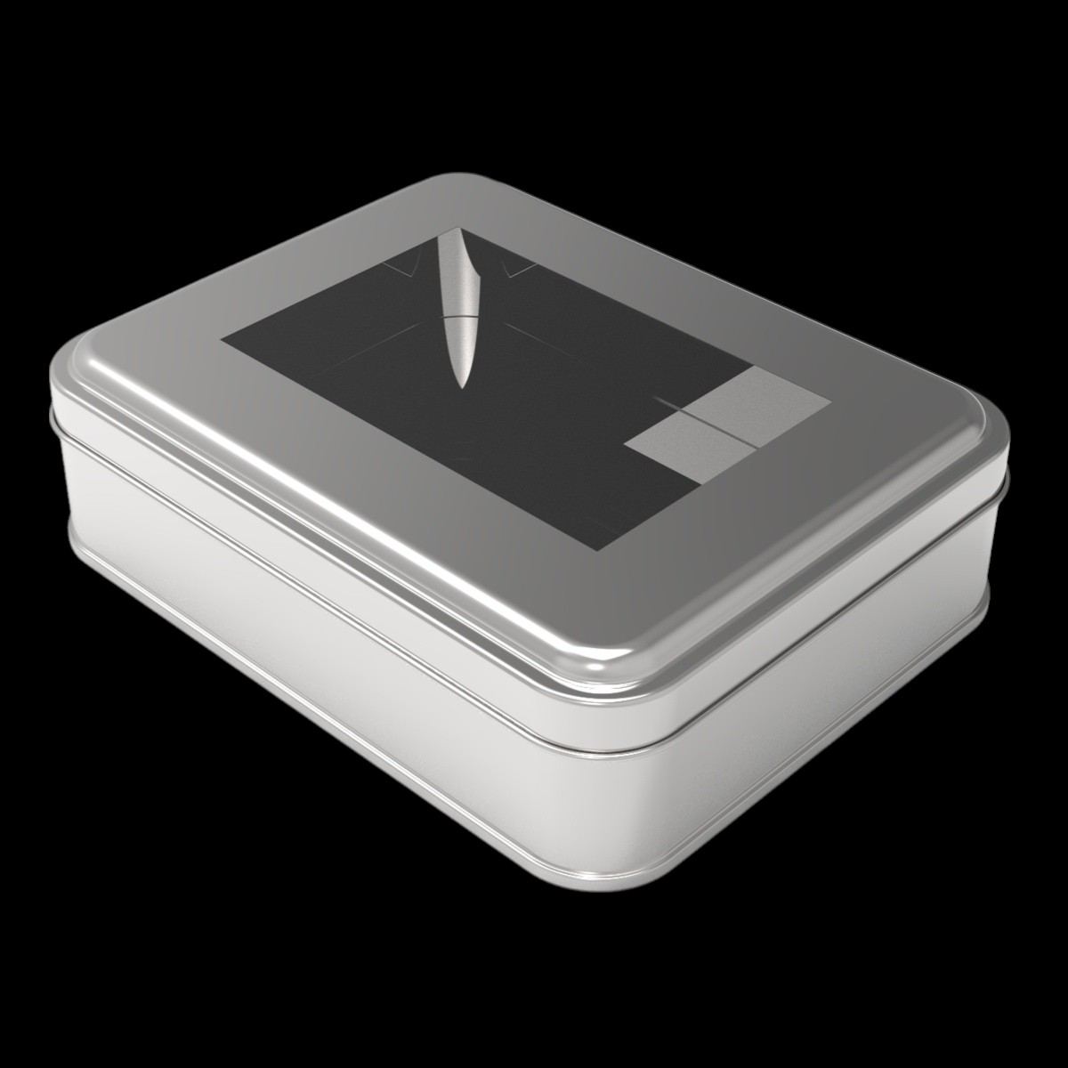 Rectangle Tin Box Nut Metal Container 116 x150x H35 mm 0.50 lt Clear window lid