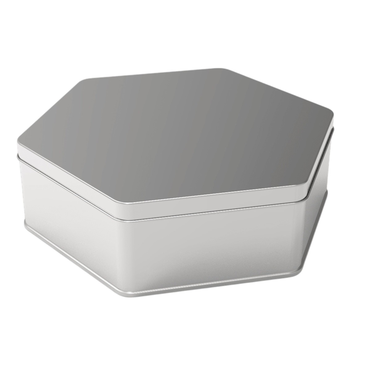Custom Shape Tin Can 2 lt Hexagonal Chocolate Box 190 x 217 mm x H65 mm 2 lt Slip Lid