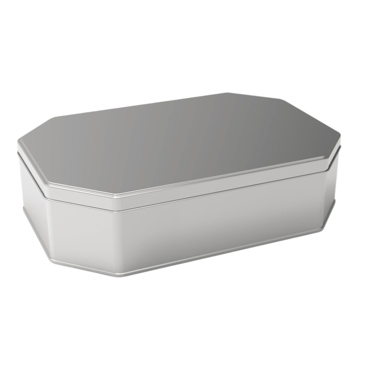 Custom Shape Long Octagonal Tin box 3.5 lt Flat Octagonal Candy Box 274 x 188 mm x H70 mm 3.5 lt Slip Lid