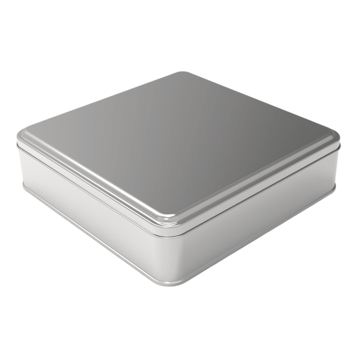 Square Tin Box 2 lt Baklava with Sherbet Desserts Metal Box198x198x50 mm 2 lt  Slip Lid