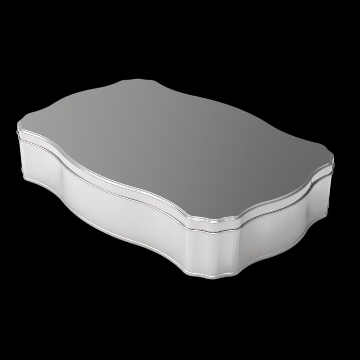 Custom Shape WAVY RECTANGLE Tin Can 3.5 lt Wavy shaped metal box for candy 300 x 200 mm x H61 mm 3.5 lt  Slip Lid