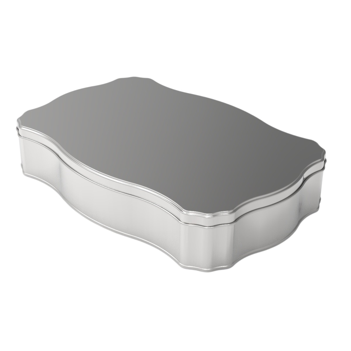 Custom Shape WAVY RECTANGLE Tin Can 3.5 lt Wavy Shaped Metal box for Turkish Delight and chocolate 300 x 200 mm x H61 mm 3.50 lt Slip Lid