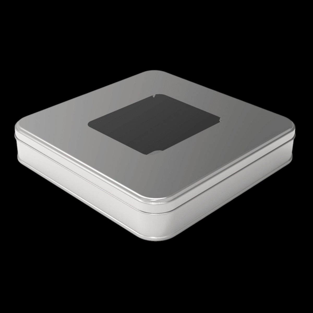 Square Tin Can Cosmetic Container 215 x 215 x 40 mm Window lid